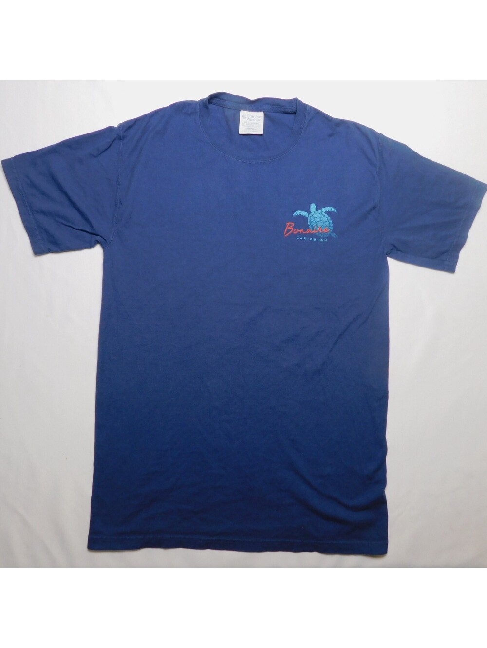 Comfort Wash Bonaire Caribbean T Shirt Small S Blue Sea Turtle Souvenir Tee